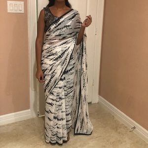 Black tie dye Saree